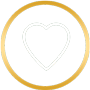 A heart in a gold circle on a green background.