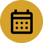 Black calendar icon with dots representing days, displayed on a mustard yellow circular background—perfect for booking your next appointment with a trusted dentist in Hamilton.