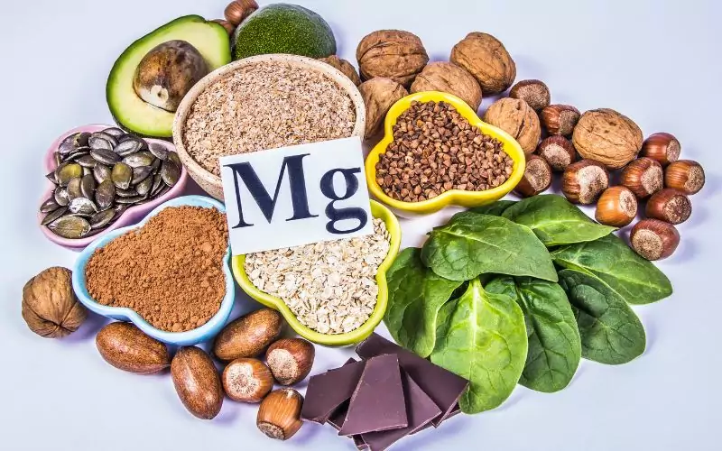 A variety of foods that contain magnesium.