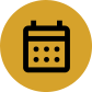 Black calendar icon with dots representing days, displayed on a mustard yellow circular background—perfect for booking your next appointment with a trusted dentist in Hamilton.